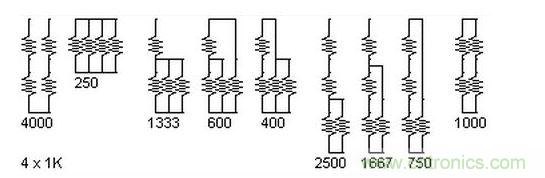 5個電阻我想出了23種組合。還有其它組合嗎？