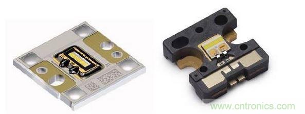 左圖為Osram汽車(chē)前大燈專(zhuān)用模組，右圖為Philips汽車(chē)前大燈專(zhuān)用模組。